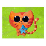 Gato anaranjado lindo con la estrella tarjeta postal