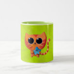 Gato anaranjado lindo con la estrella tazas