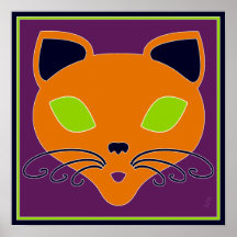 Gato anaranjado retro de Halloween de la cal Impresiones