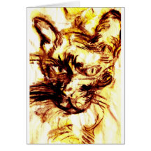 Gato asustadizo del tono amarillo tarjeton