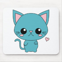 Gato azul lindo de Kawaii Alfombrilla De Ratones