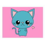 Gato azul lindo de Kawaii Tarjetas Postales