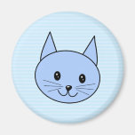 Gato azul lindo. Fondo azul claro de la raya Imán De Frigorífico