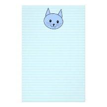 Gato azul lindo. Fondo azul claro de la raya Papelería