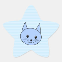 Gato azul lindo. Fondo azul claro de la raya Calcomanía Forma De Estrellae