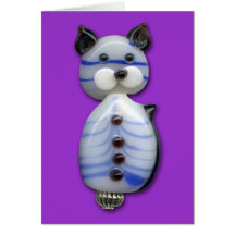 Gato Azul-Rayado de la cuenta de cristal Tarjetón