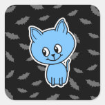 Gato azul y palos lindos etiquetas  