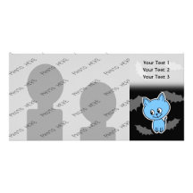 Gato azul y palos lindos tarjeta fotográfica personalizada