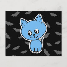 Gato azul y palos lindos tarjeta publicitaria