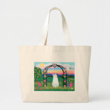 Gato blanco - cenador color de rosa bolsas lienzo