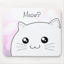 Gato blanco del gatito del kawaii lindo alfombrilla de ratones