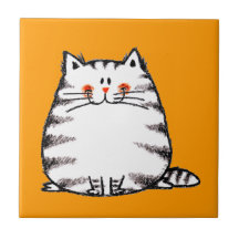 Gato borroso lindo teja  ceramica
