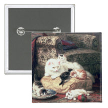 Gato con sus gatitos en un amortiguador pins