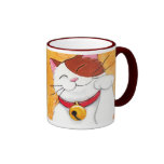 Gato de calicó afortunado lindo de Maneki Neko Taza De Café