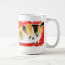 Gato de calicó en rojo tazas