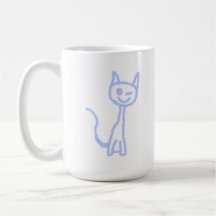 Gato de guiño lindo. Azul Tazas De Café