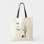 Gato de Halloween debajo del árbol Bolsa Lienzo