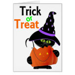 Gato de Halloween del truco o de la invitación con Felicitacion