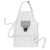Gato de Kawaii con el delantal del lazo