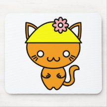Gato de Kawaii en un gorra Alfombrilla De Raton