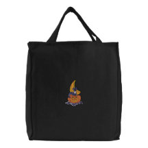 Gato de la calabaza bolsa de mano bordada