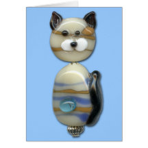 Gato de la cuenta de cristal de Brown azul Tarjetón