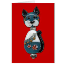 Gato de la cuenta de cristal del trullo tarjeton