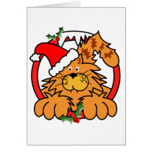 Gato de la mermelada en el navidad tarjetón