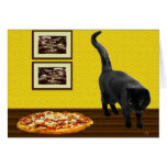 Gato de la pizza tarjeton