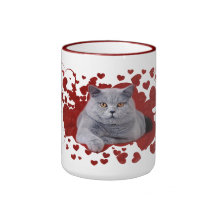Gato de los corazones del amor tazas