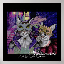 Gato de Masquarade, impresión del arte del color d Posters