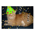 Gato de Tabby anaranjado de la fiesta de cumpleaño Felicitación