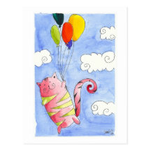 Gato de vuelo tarjetas postales
