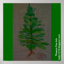 Gato debajo del árbol de navidad poster