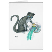Gato del acuario felicitación