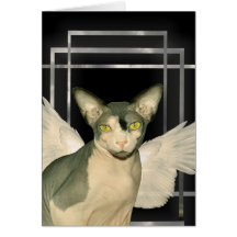 Gato del ángel de Sphynx del art déco de la tarjet