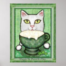 Gato del café irlandés, impresión del arte del día impresiones
