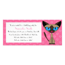 Gato del fiesta - invitación rosada siamesa del cu