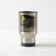 Gato del gris del juerguista taza de café