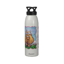 Gato del jengibre botallas de agua