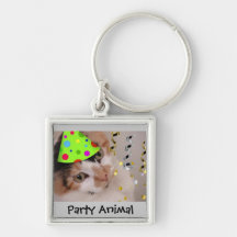 Gato del juerguista/de calicó llavero personalizado