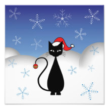 Gato del navidad con los copos de nieve fotografía  
