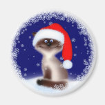 Gato del navidad en el gorra de Santa Imán Para Frigorífico