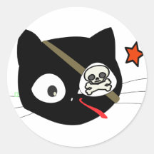 Gato del pirata pegatinas redondas