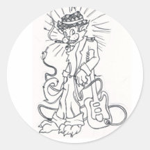 Gato del Rockabilly Pegatinas Redondas