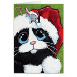 Gato del smoking y tarjeta de Navidad festiva del 