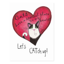 Gato en corazón postal