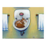 Gato en el arte caprichoso feliz de la diversión d tarjeta postal