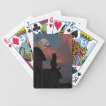 Gato en el tejado con una Luna Llena Halloween Cartas De Juego