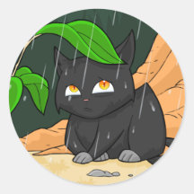 Gato en pegatina de la lluvia